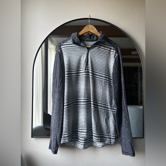 LULULEMON | Surge warm 1/2 zip mini pop stripe black/white | size large - Picture 3 of 4